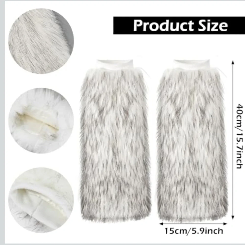 Faux Fur Fuzzy Leg Warmers Furry Boot Covers for Women Warm Fuzzy Boot Cuff Boot
